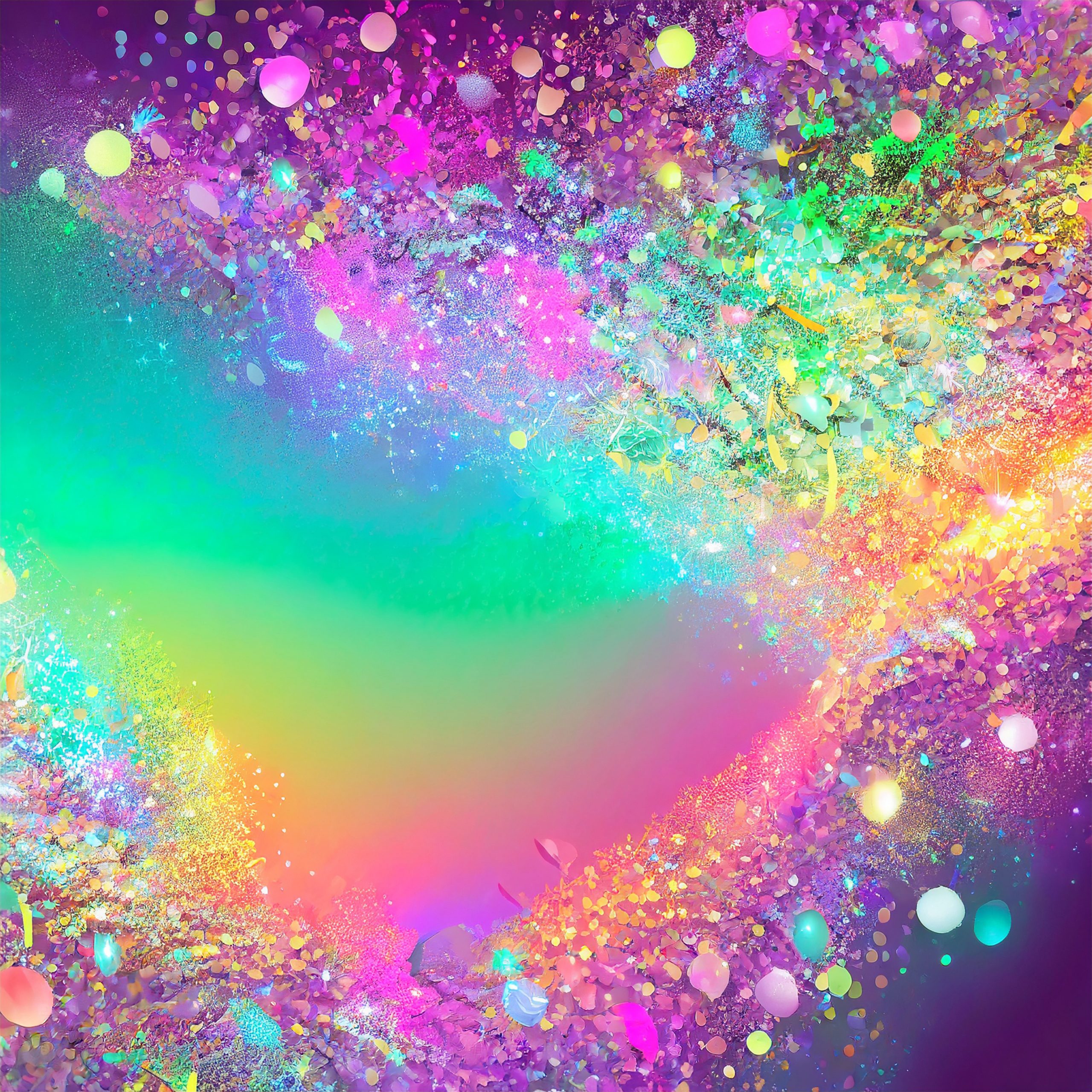 Fondo de pinutra neón luminiscente de muchos colores decorada con glitter de colores brillantes