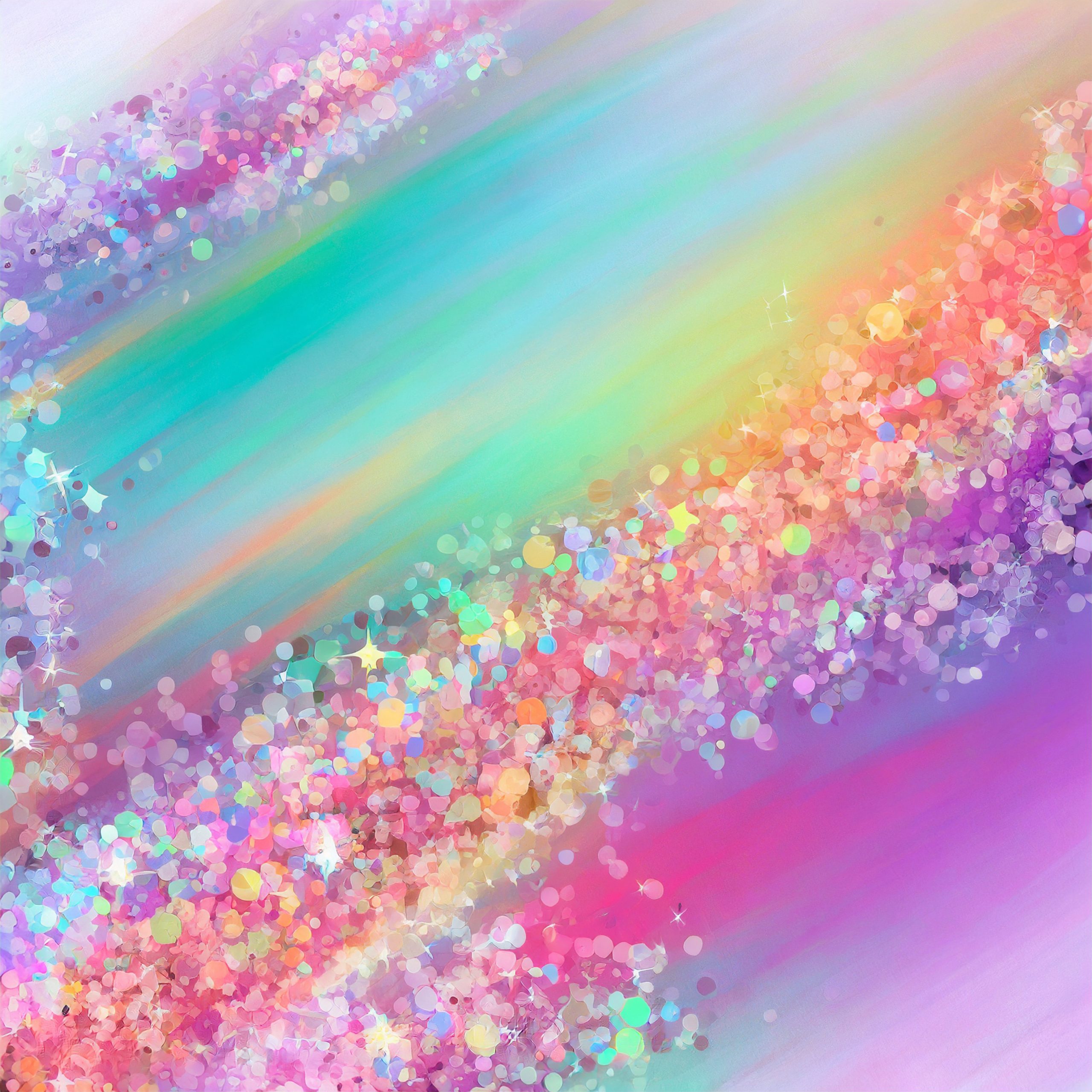 Fondo de pinutra de colores luminiscentes difuminados entre sí y confetti brillante