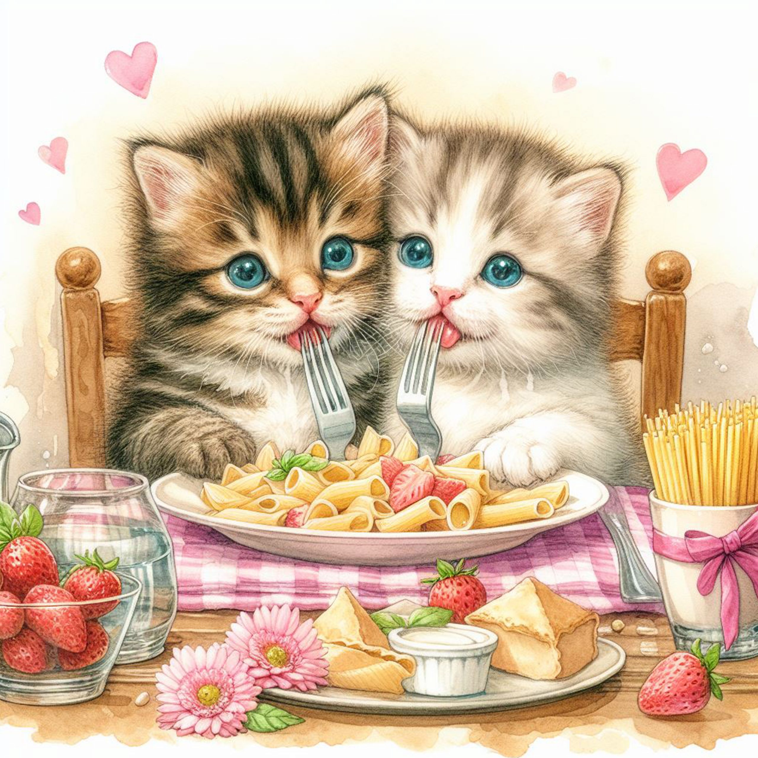 Pareja de gatos enamorados en una cita romántica