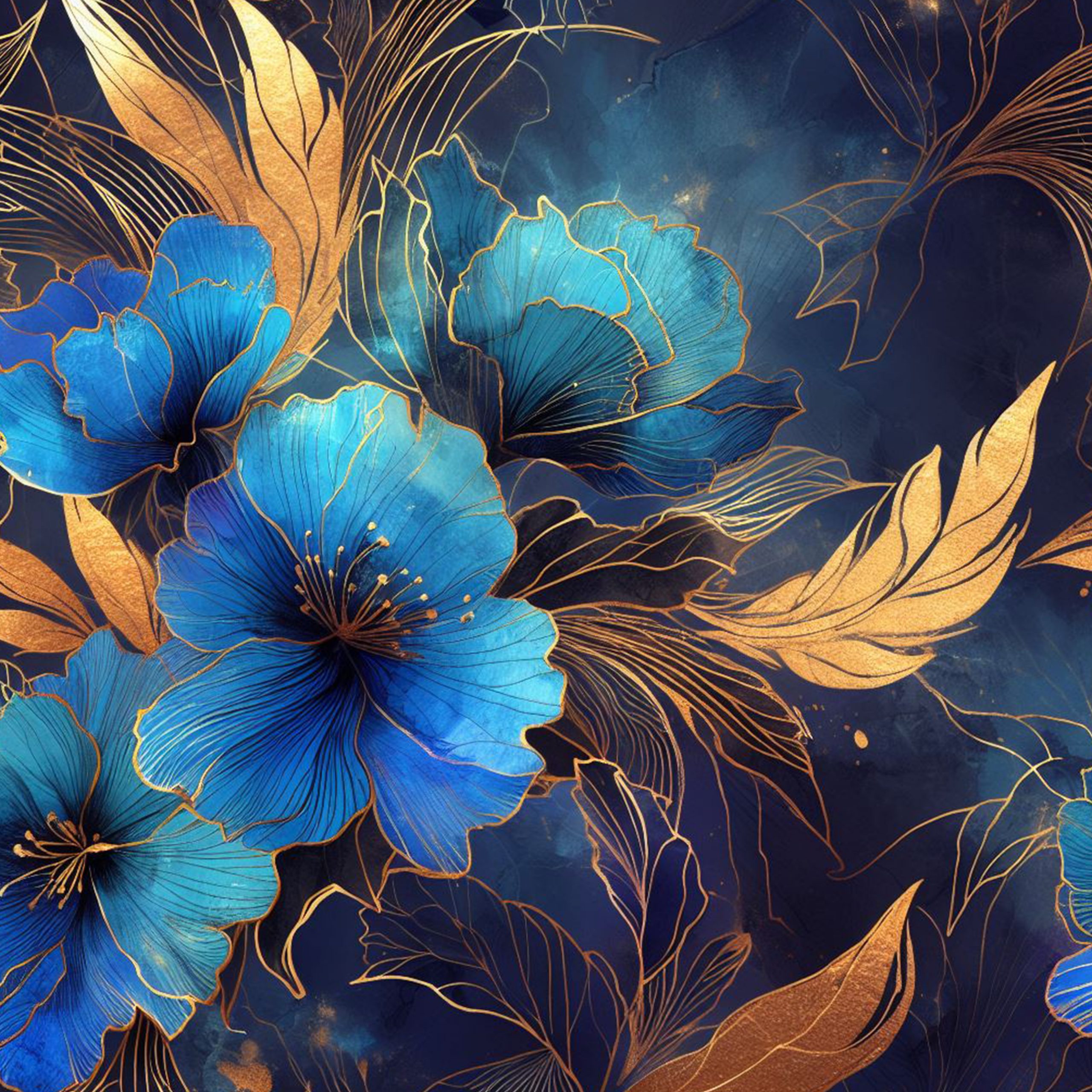 Fondo oscuro de flores grandes azul rey