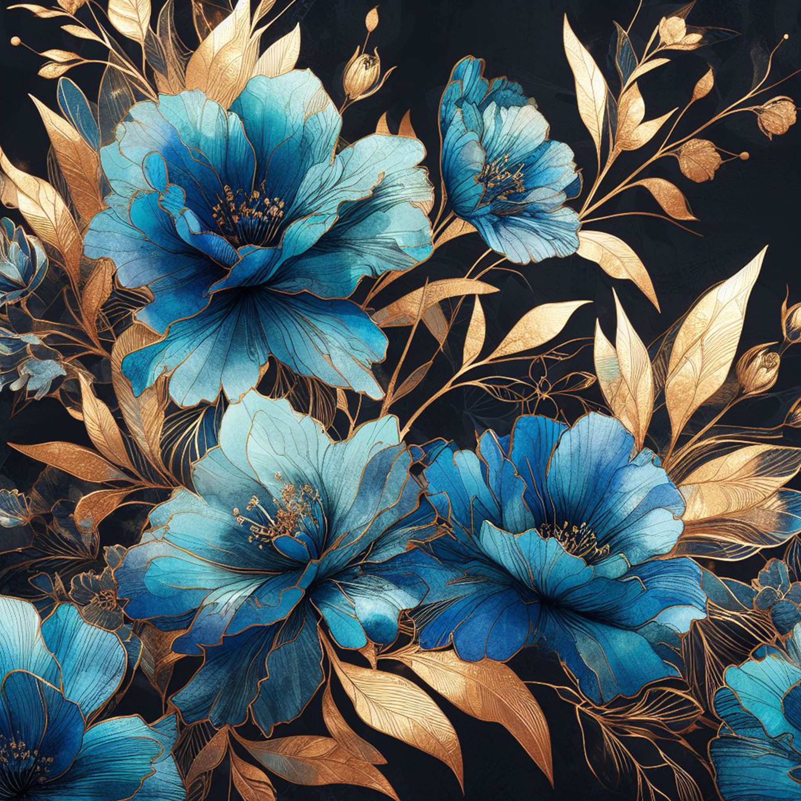 Fondo de flores azules con estilo vintage