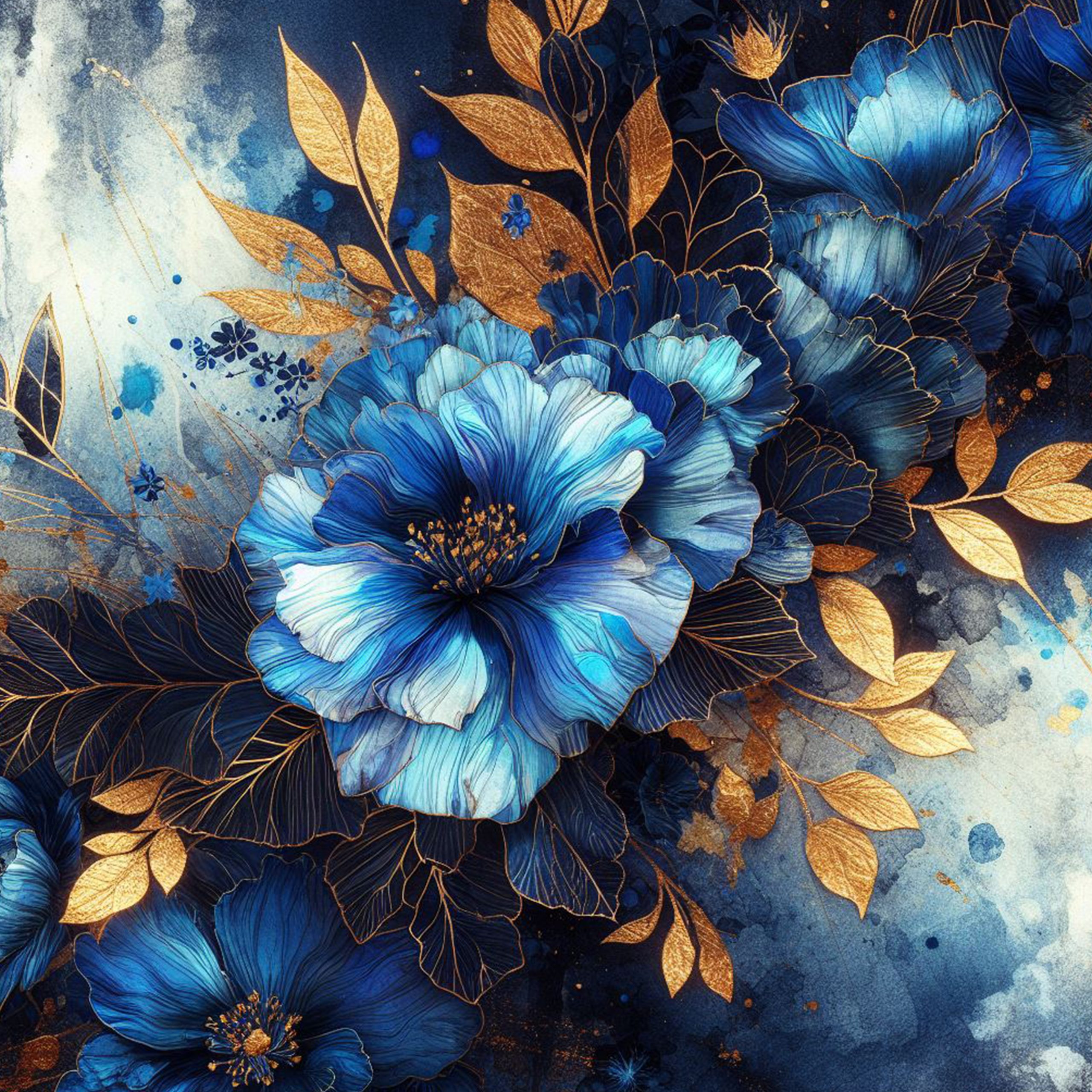 Fondo de flores color azul brillante
