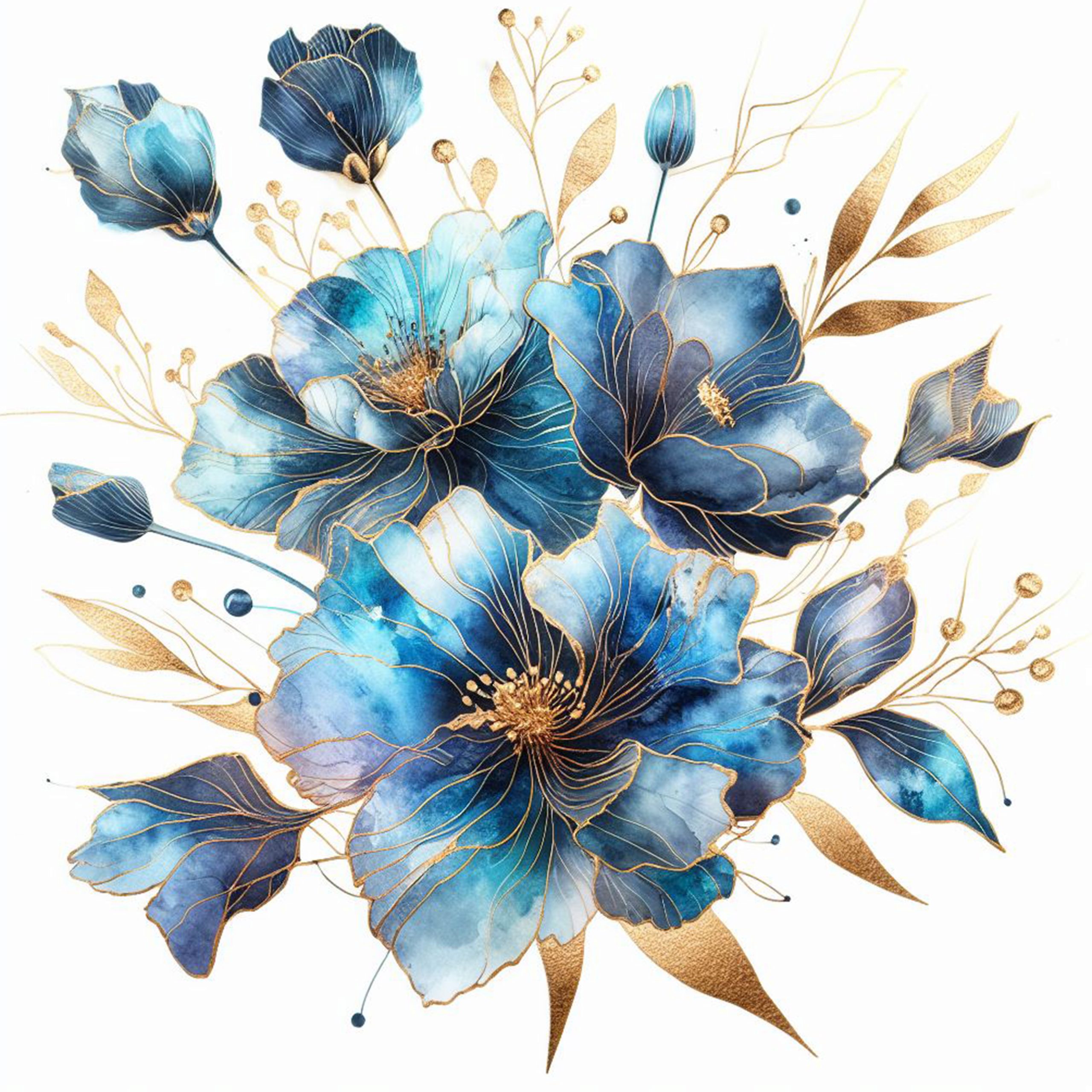 Flores azules sobre un fondo blando