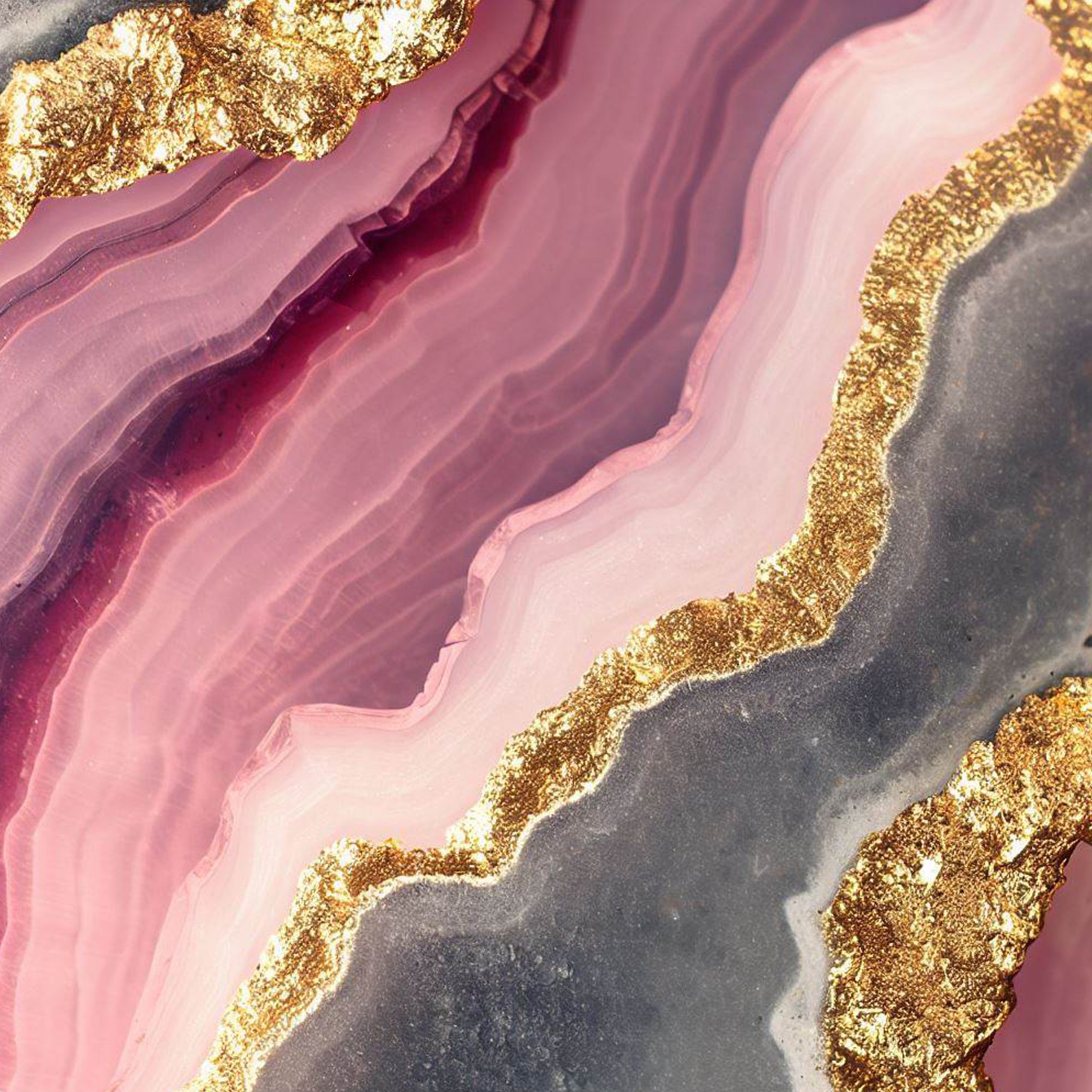 Fondo de geoda rosa y bordes de oro
