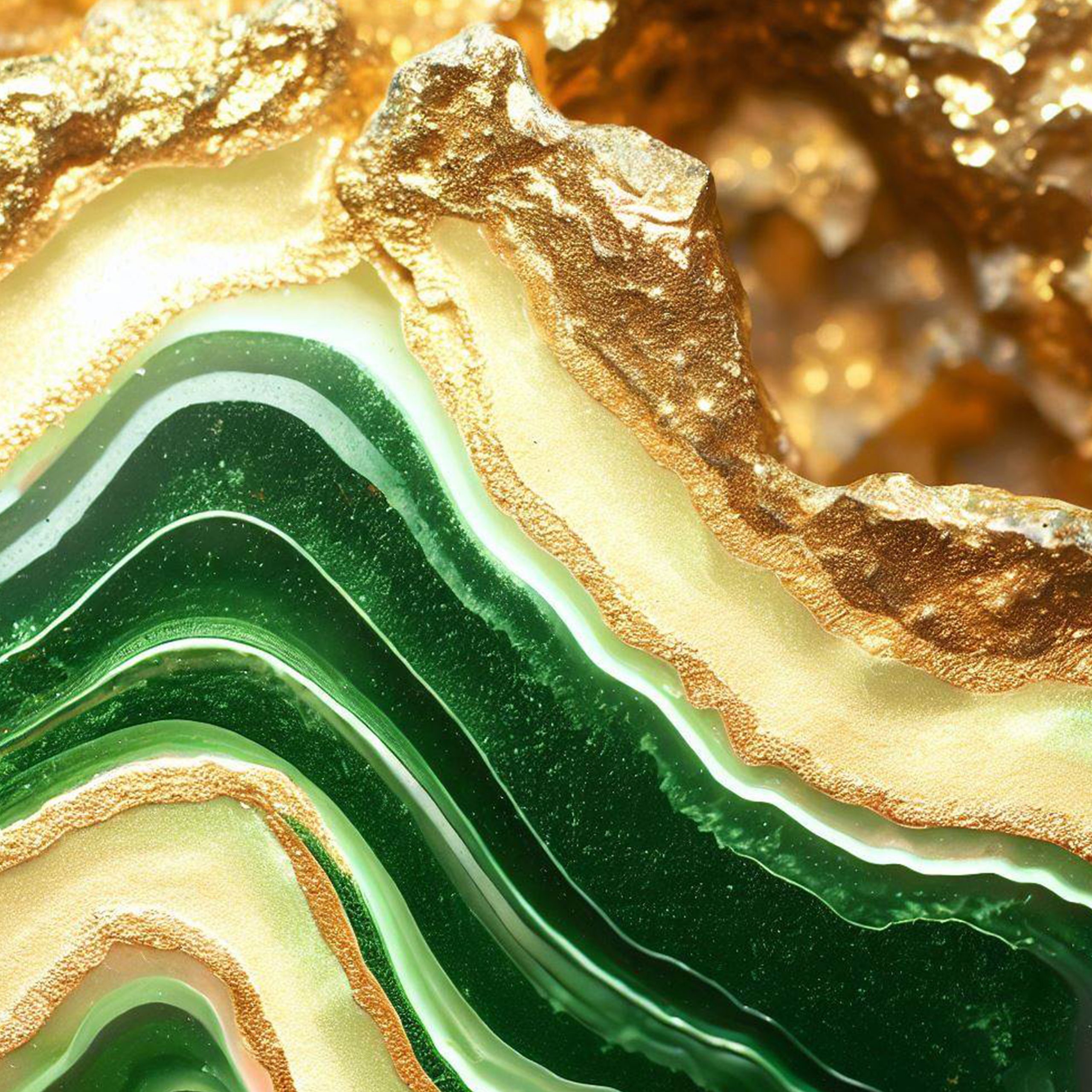 Fondo de geoda peridot con bordes de oro