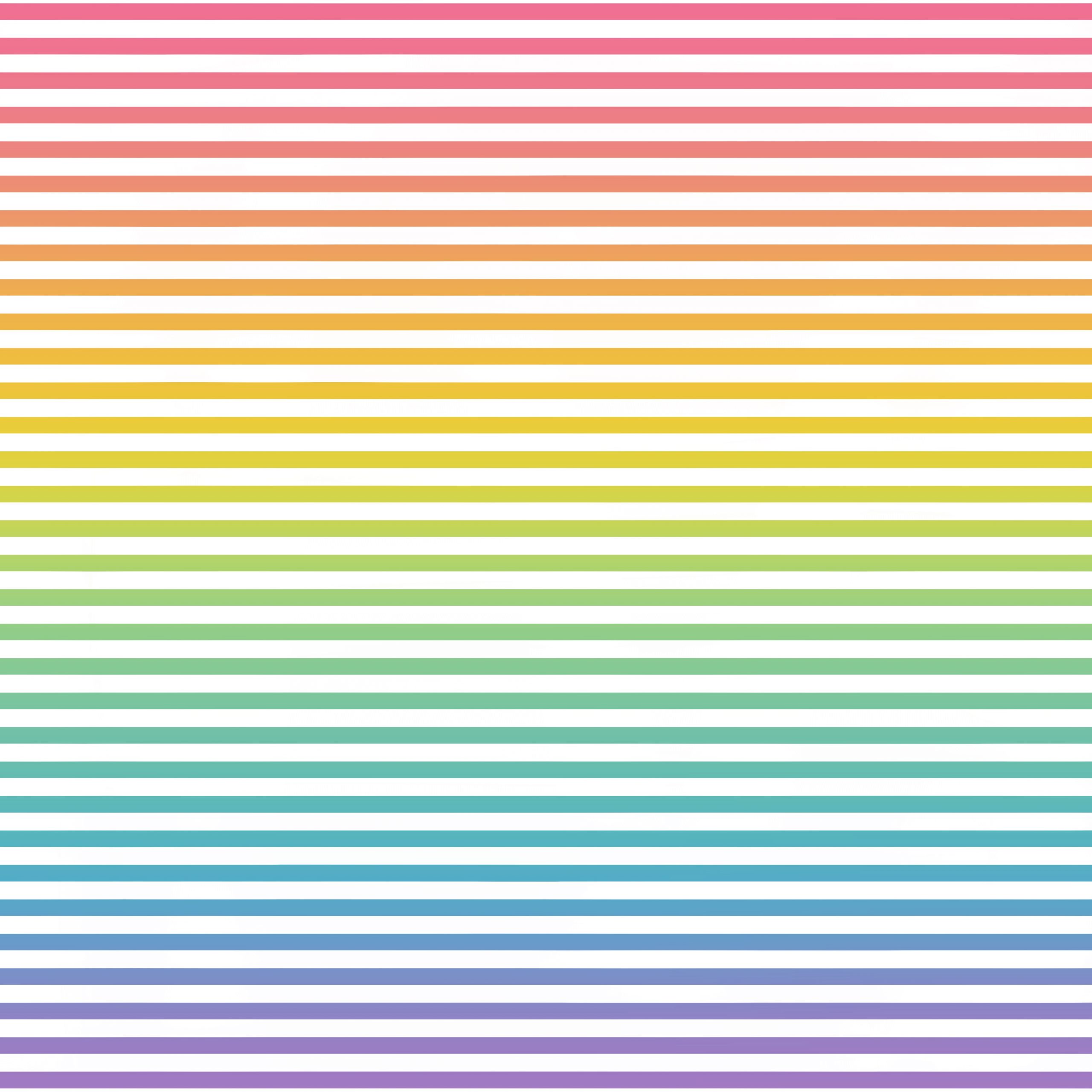 Papel digital para scrapbooking con patrón de líneas horizontales blancas sobre un fondo de colores arcoiris